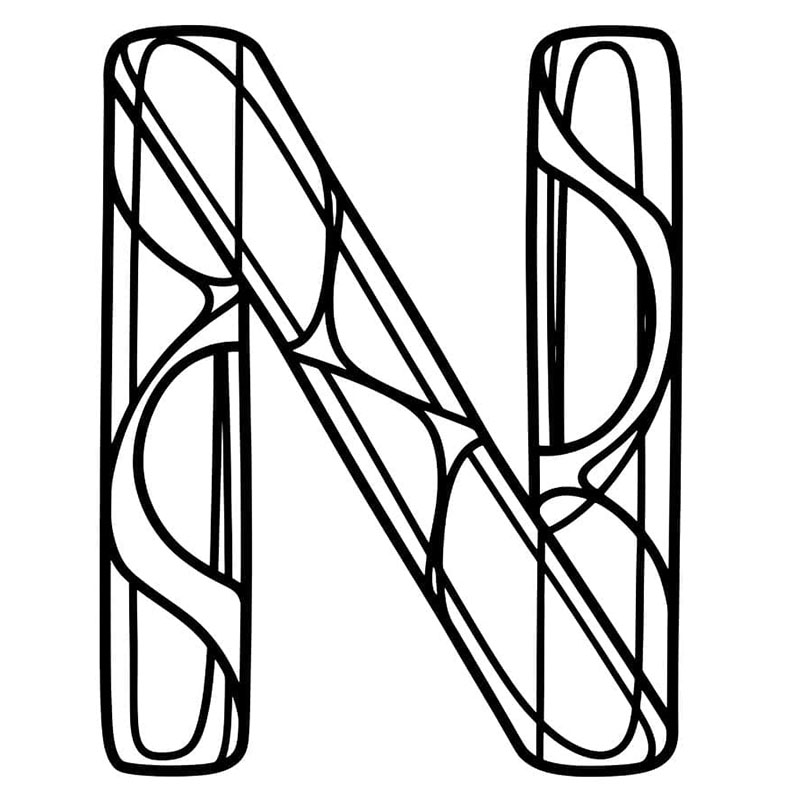 Bokstaven N overlapper fargelegging
