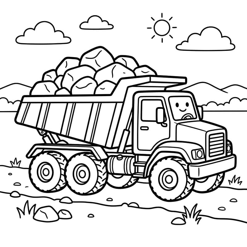 Dumper full av stein fargelegging