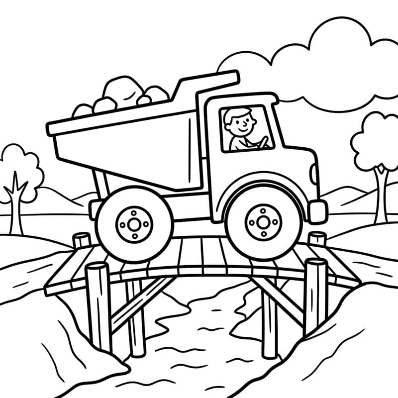 Dumper på trebro fargelegging