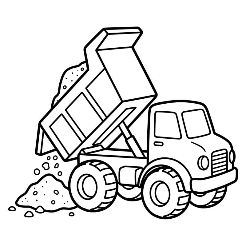 Dumper som tipper en sandhaug fargelegging