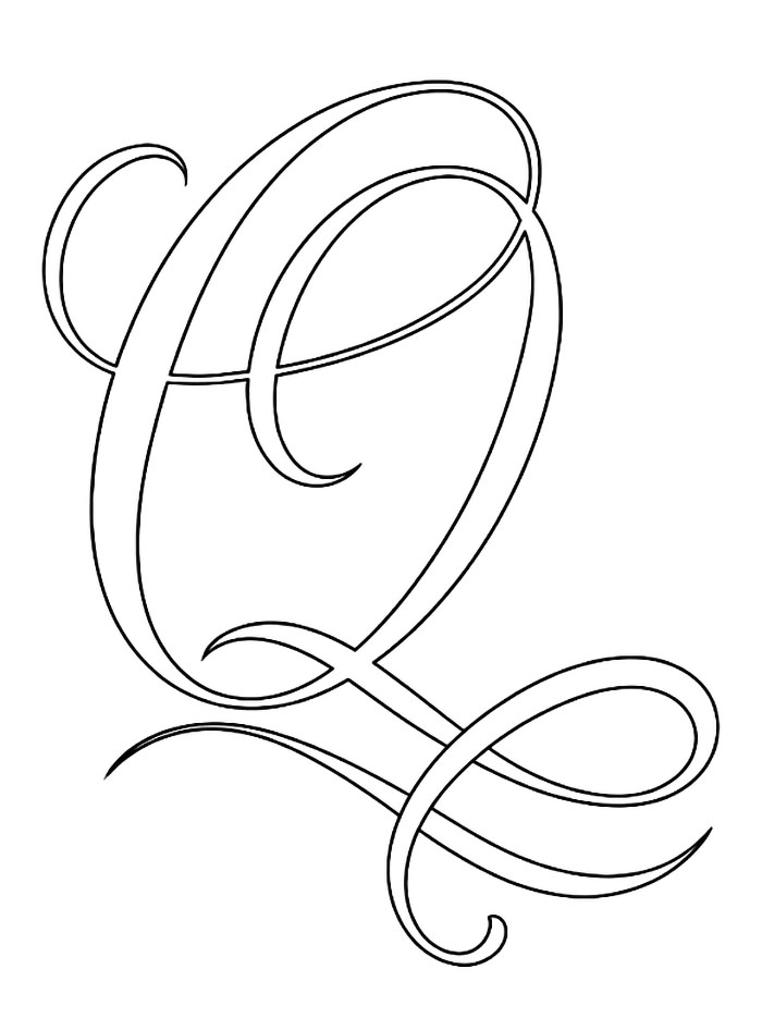 Elegant skrift bokstav Q fargelegging