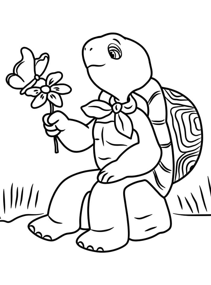Franklin med blomst og sommerfugl fargelegging