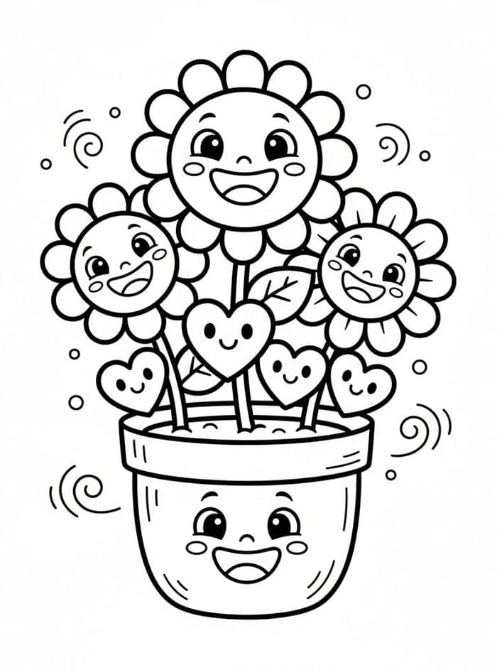 Glad blomsterpotte fargelegging