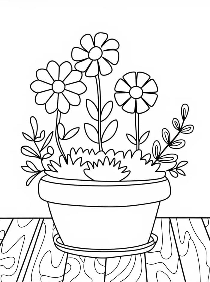 Gratis blomsterpotte fargelegging
