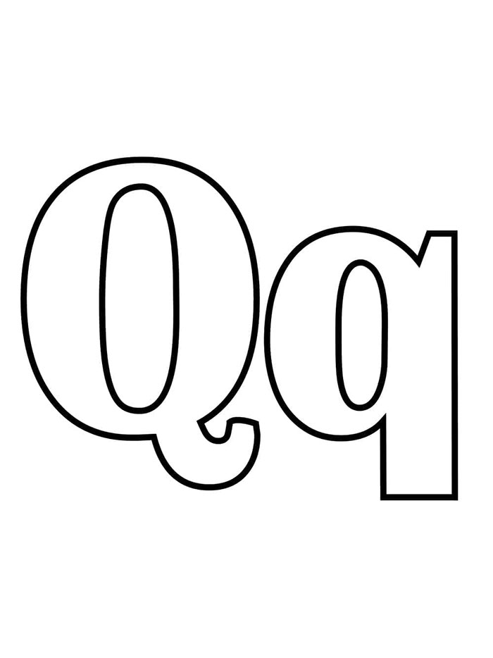 Gratis utskrivbar bokstav Q fargelegging