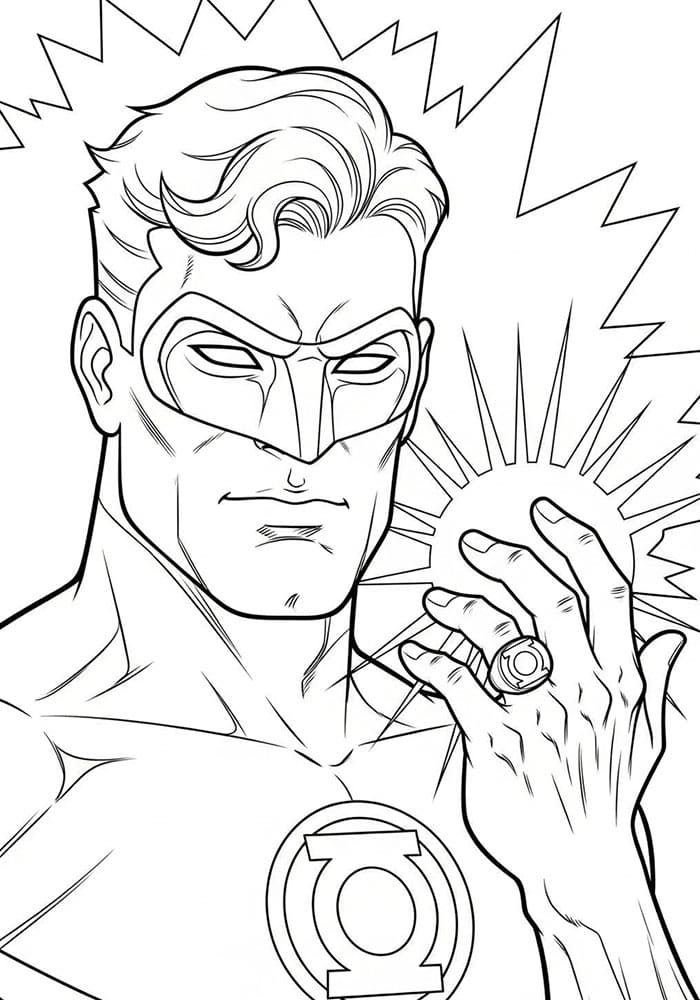 Green Lantern ansikt fargelegging