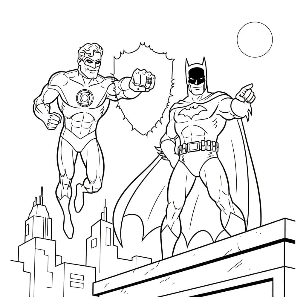 Green Lantern og Batman fargelegging