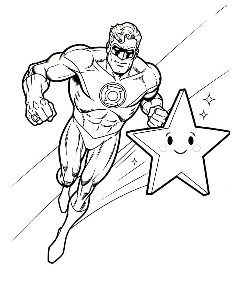 Green Lantern og en stjerne fargelegging