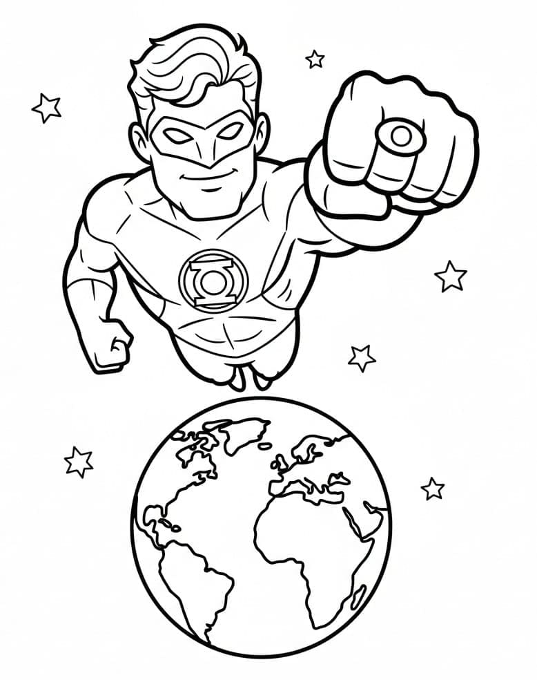 Green Lantern og jorden fargelegging