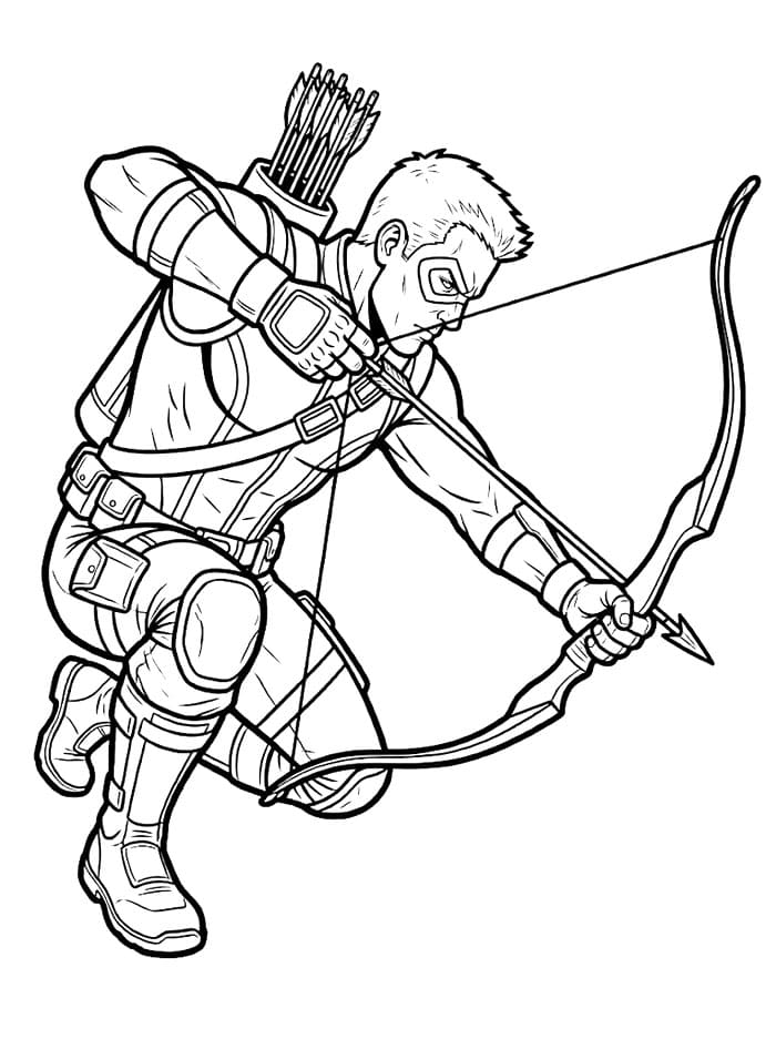 Hawkeye kneler og skyter fargelegging