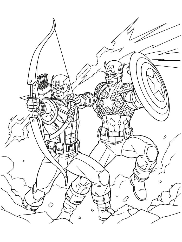 Hawkeye og Captain America fargelegging