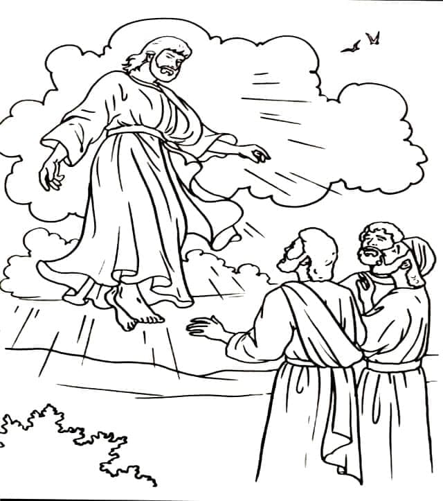 Historien om Jesu himmelfart i Bibelen fargelegging