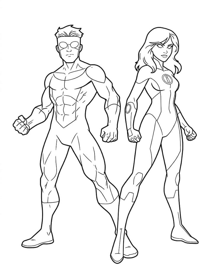 Invincible og Atom Eve fargelegging