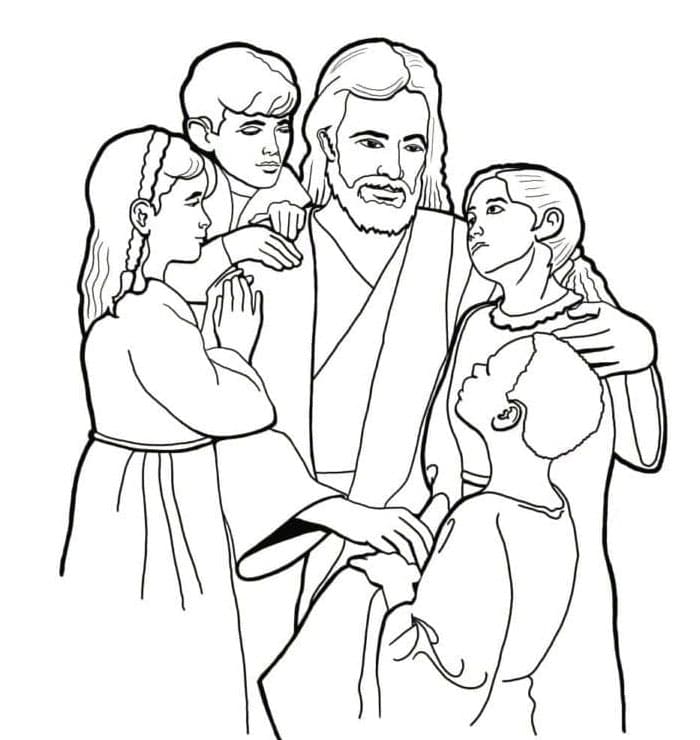 Jesus og barna fargelegging
