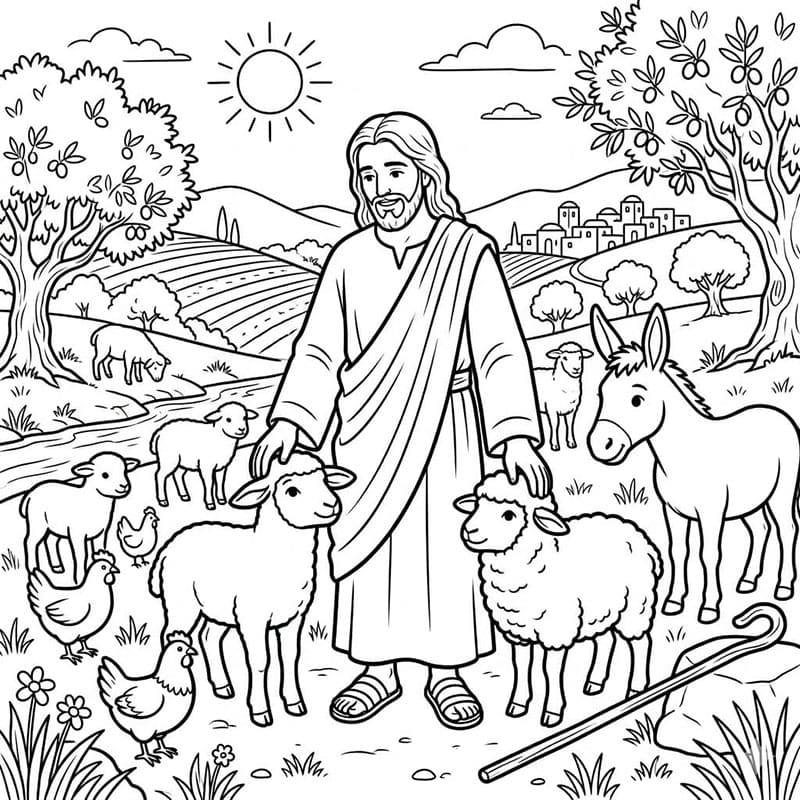 Jesus og flokken fargelegging