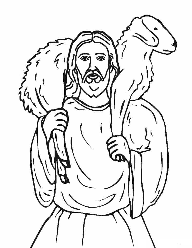 Jesus og lammet fargelegging