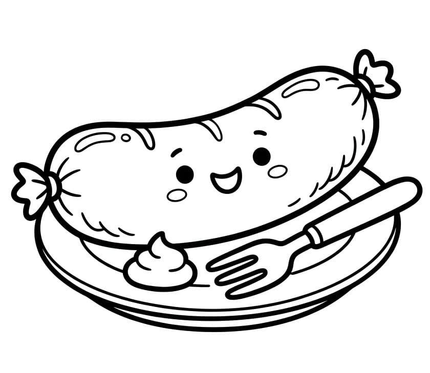 Kawaii pølse bilde fargelegging