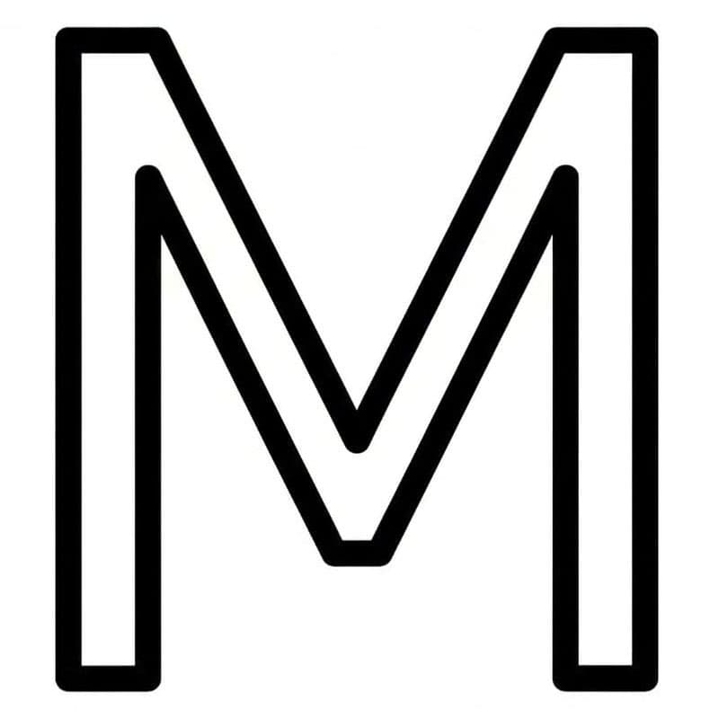 Minimalistisk bokstav M fargelegging