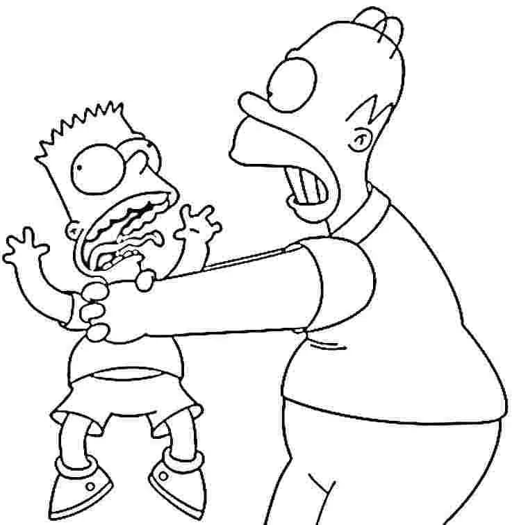 Morsom Bart og Homer Simpson fargelegging