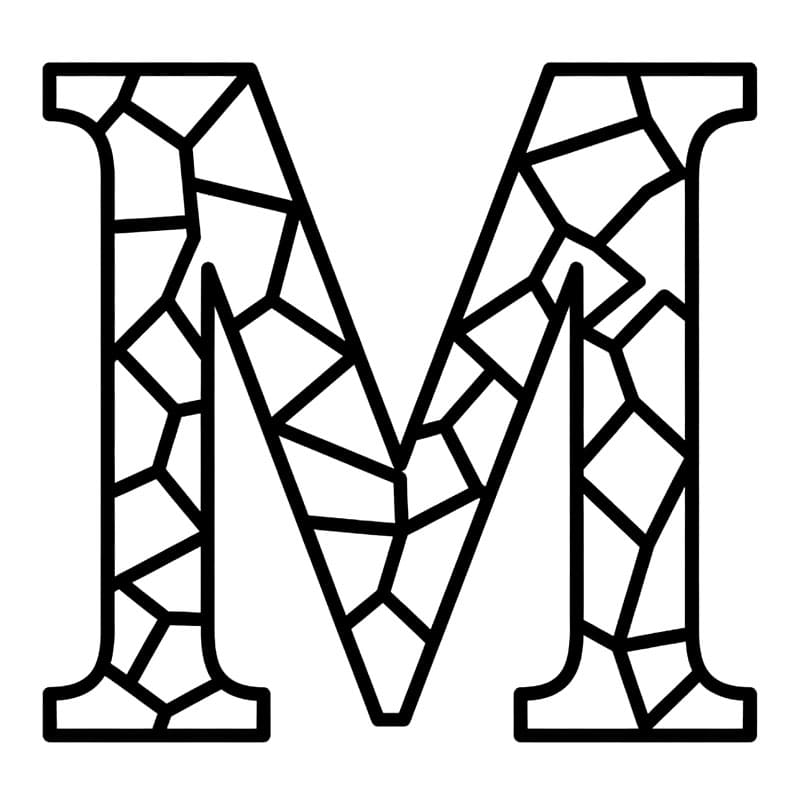 Mosaikk bokstaven M fargelegging