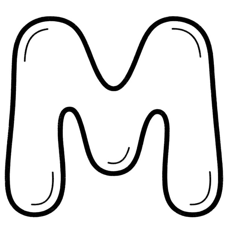 Myk linje bokstaven M fargelegging