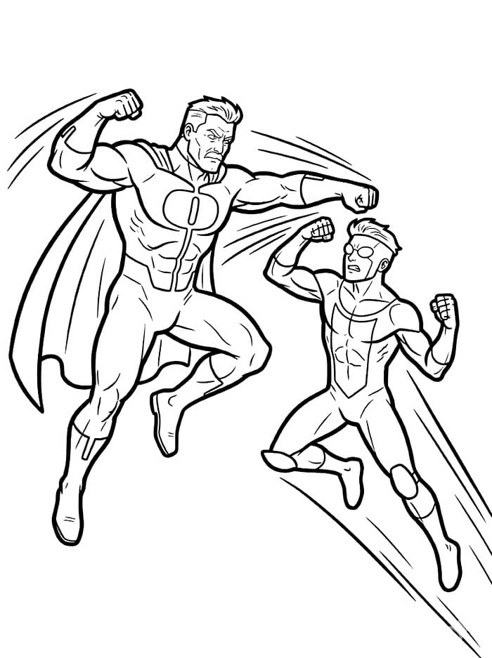 Omni-Man vs Invincible fargelegging