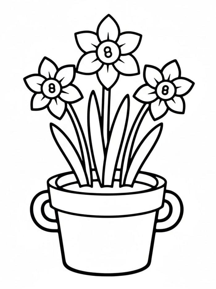 Påskeliljeblomsterpotte fargelegging