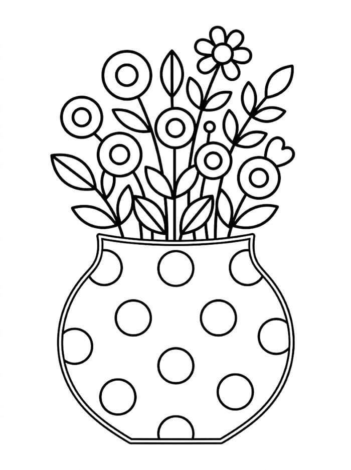 Prikkete blomsterpotte fargelegging