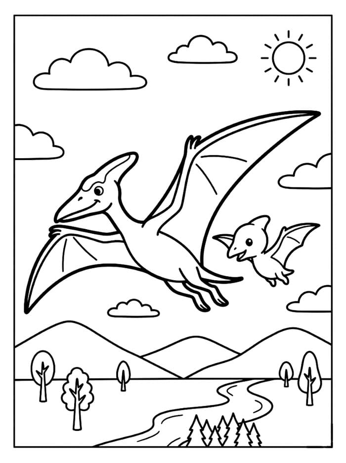 Pterodactyl familieflukt fargelegging