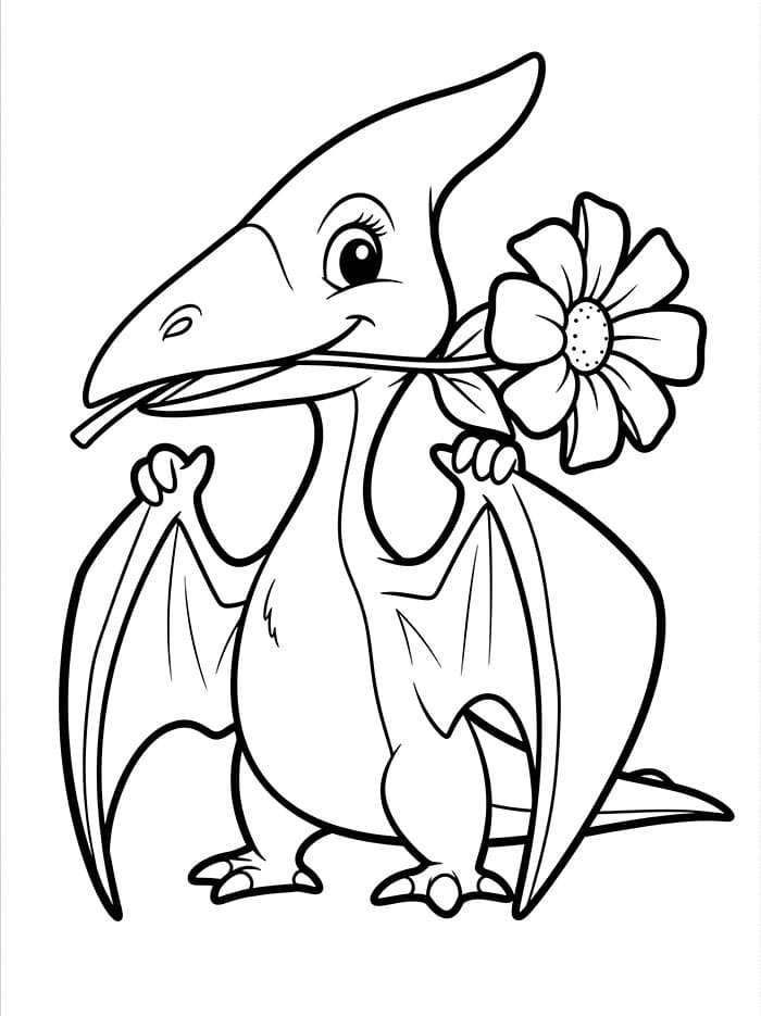 Pterodactyl og blomst fargelegging