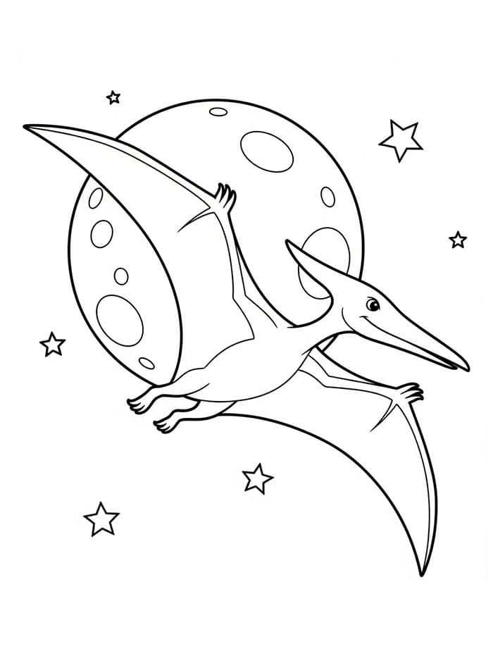 Pterodactyl og måne fargelegging