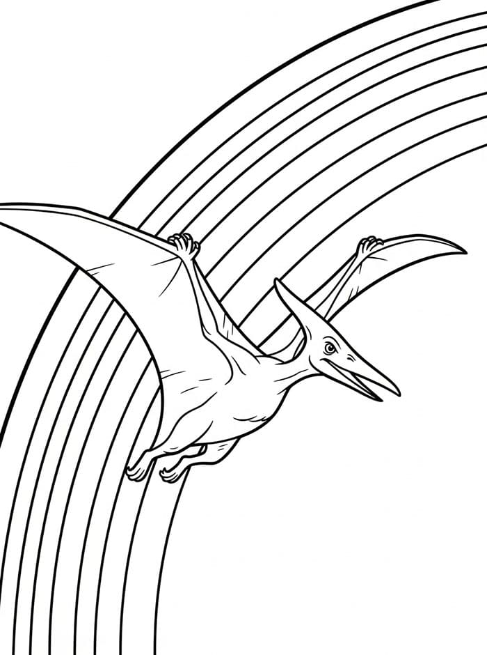 Pterodactyl og regnbue fargelegging