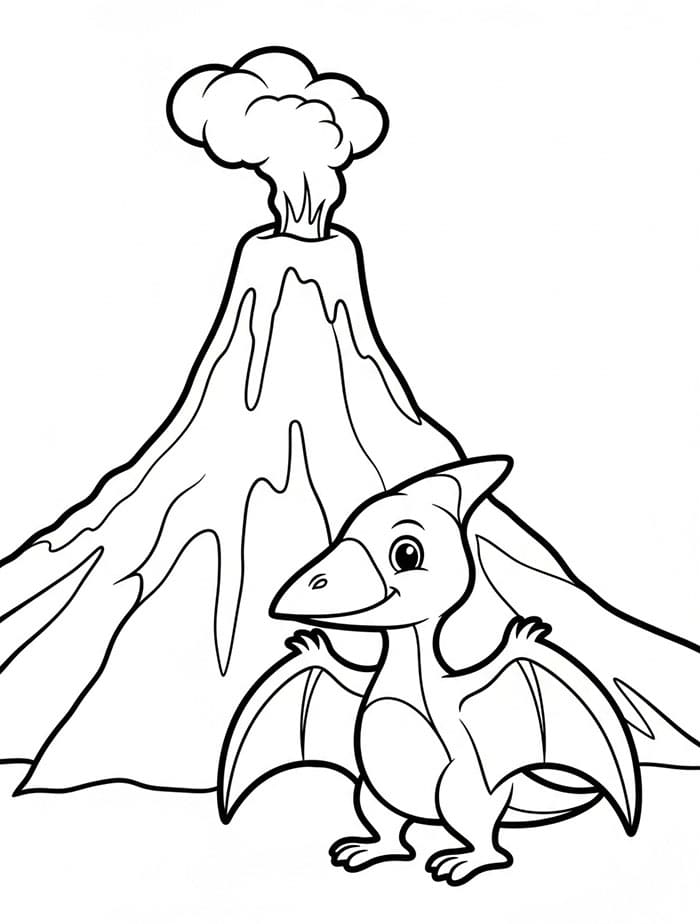 Pterodactyl og vulkan fargelegging
