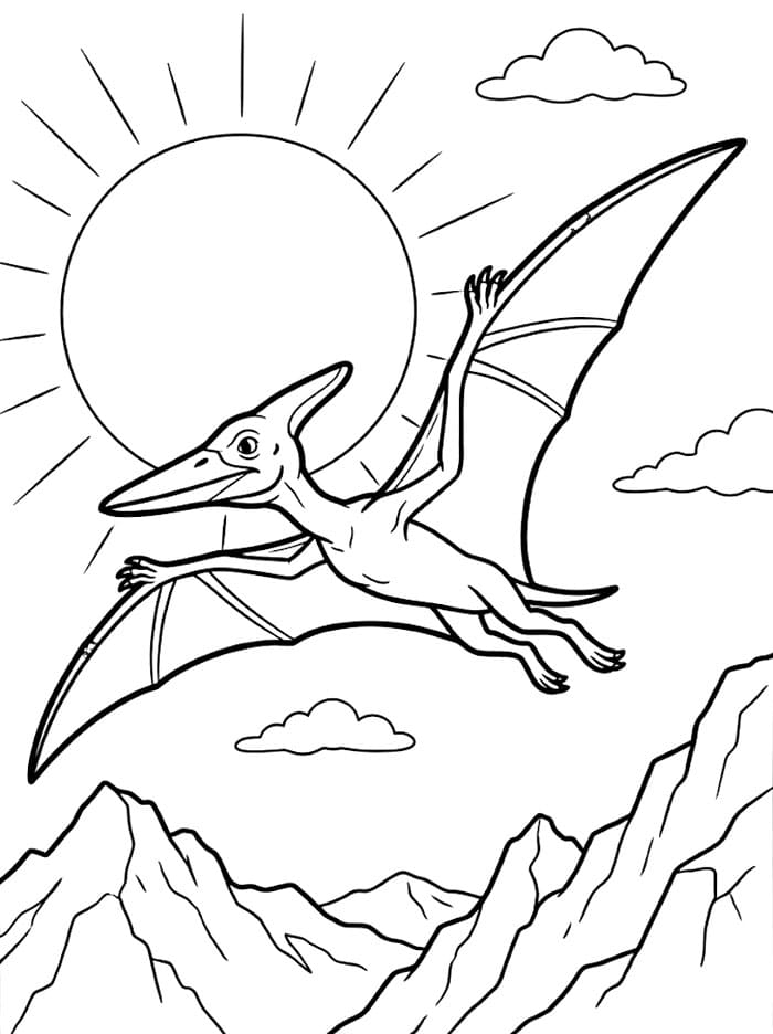 Pterodactyl solnedgangshimmel fargelegging