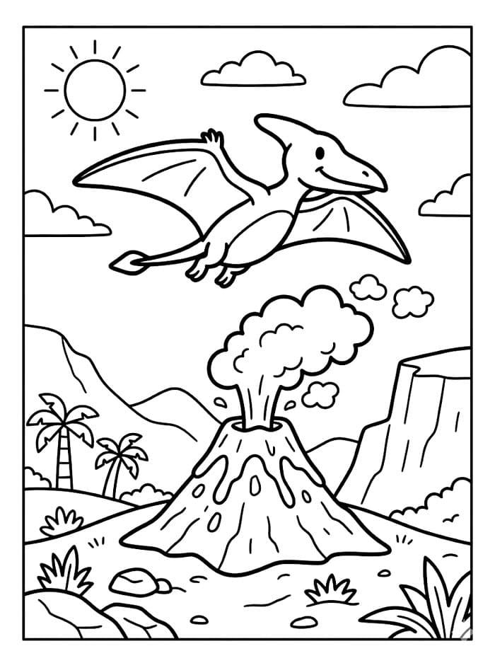 Pterodactyl vulkanflyvning fargelegging