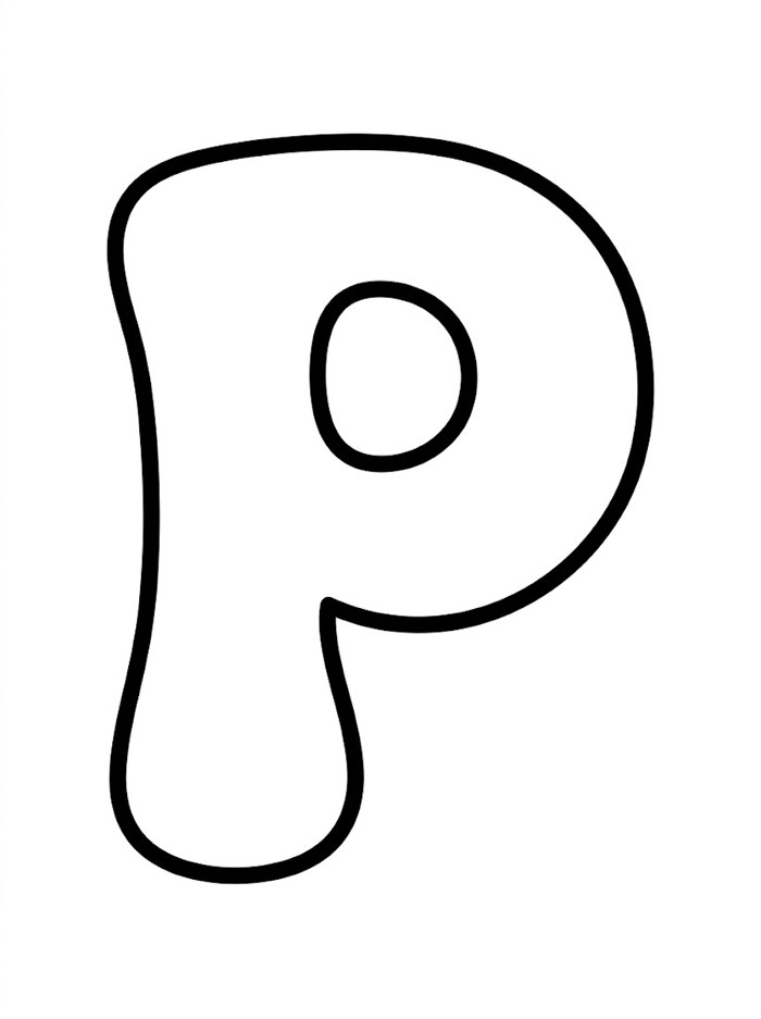 Retro avrundet bokstav P fargelegging