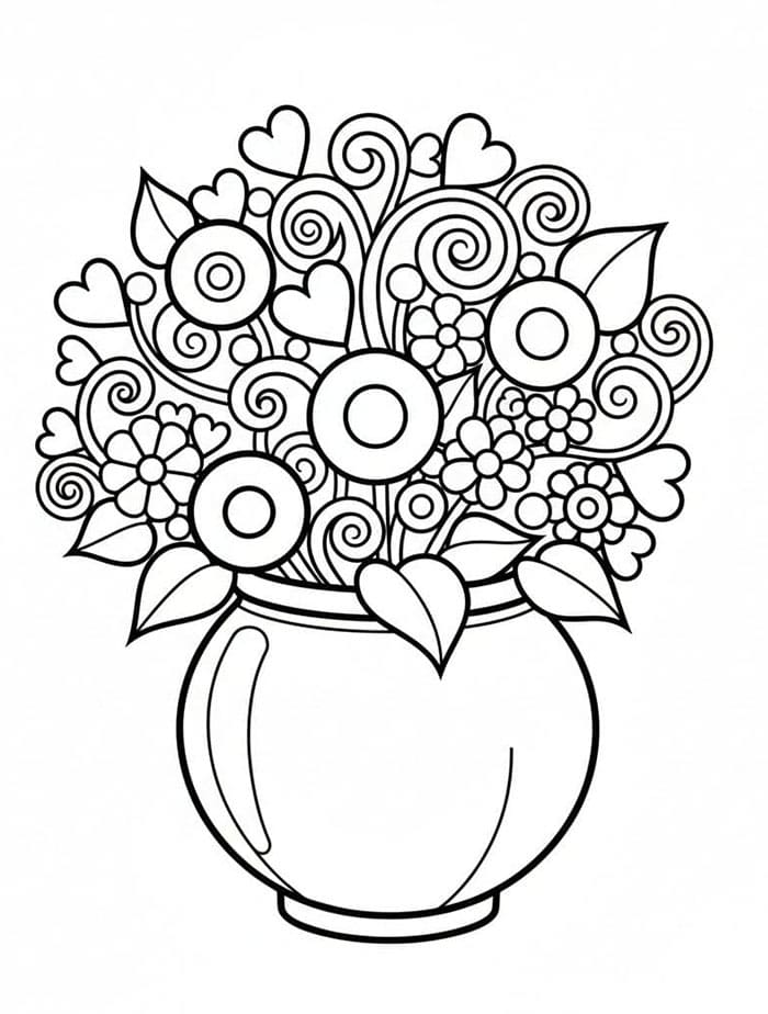 Rund blomsterpotte fargelegging