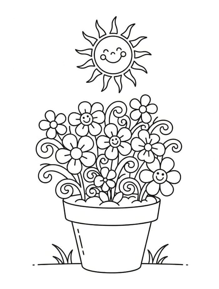 Solskinnsblomsterpotte fargelegging