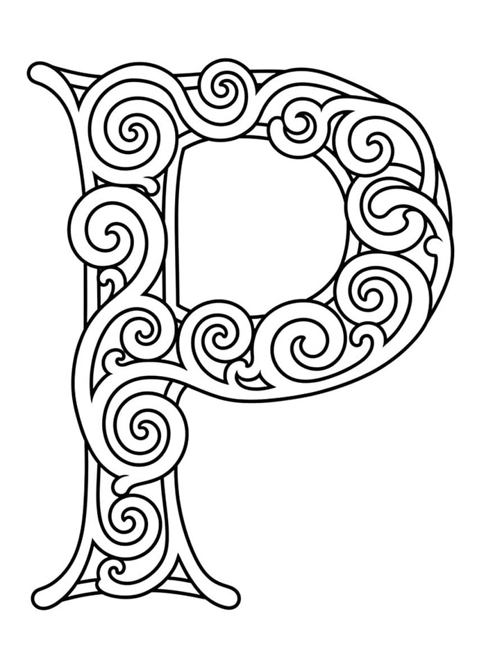 Spiralbokstaven P fargelegging