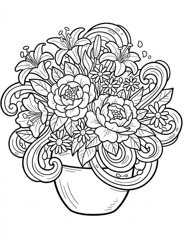 Stor blomsterpotte fargelegging