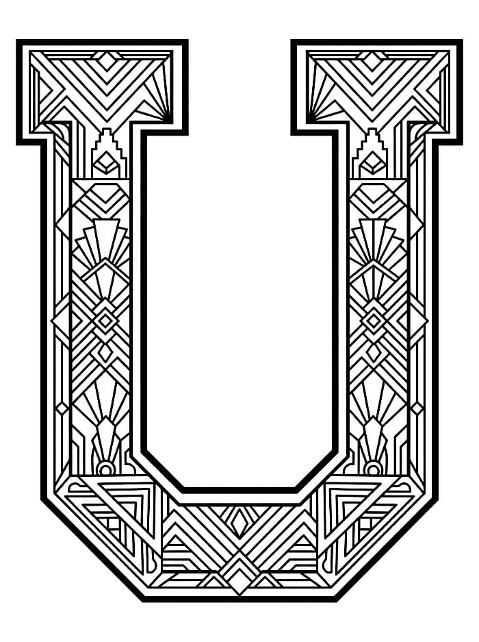 Art Deco Bokstaven U fargelegging