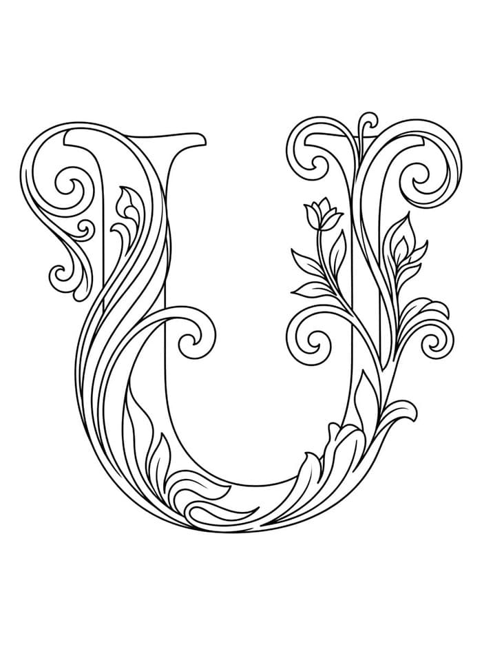 Art Deco stilbokstav U fargelegging