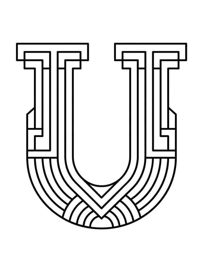 Art Nouveau stilbokstav U fargelegging