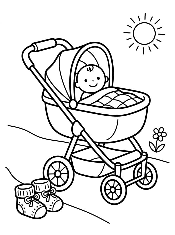 Barnevogn med babysko fargelegging