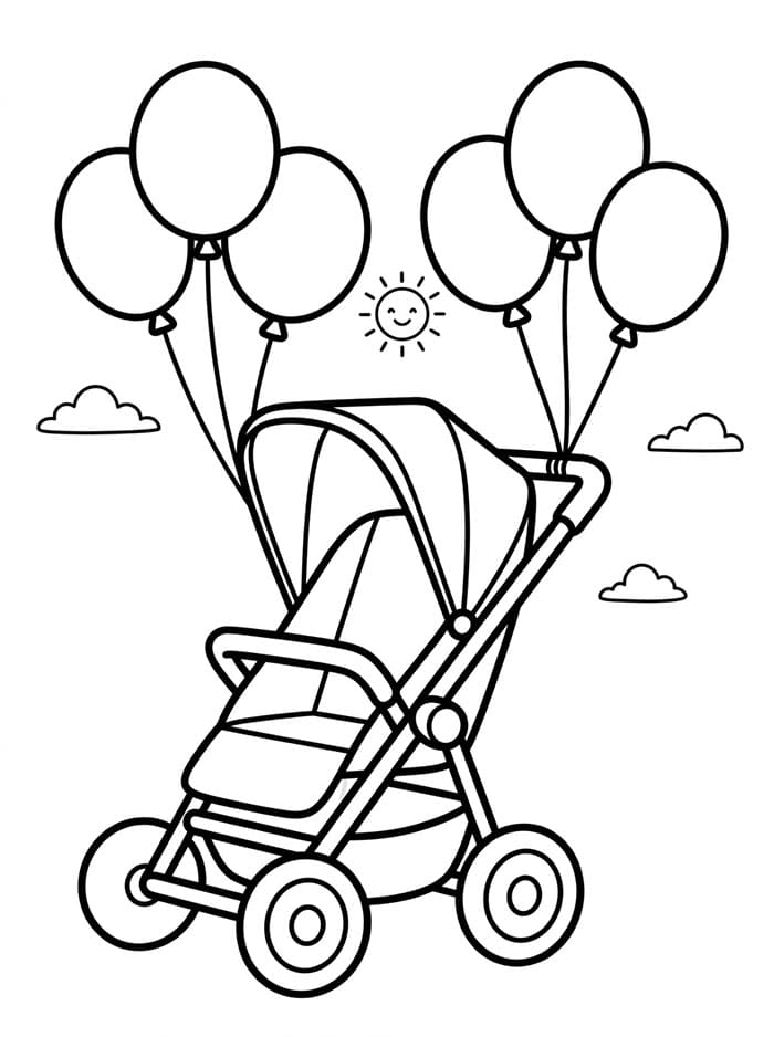 Barnevogn med ballonger fargelegging