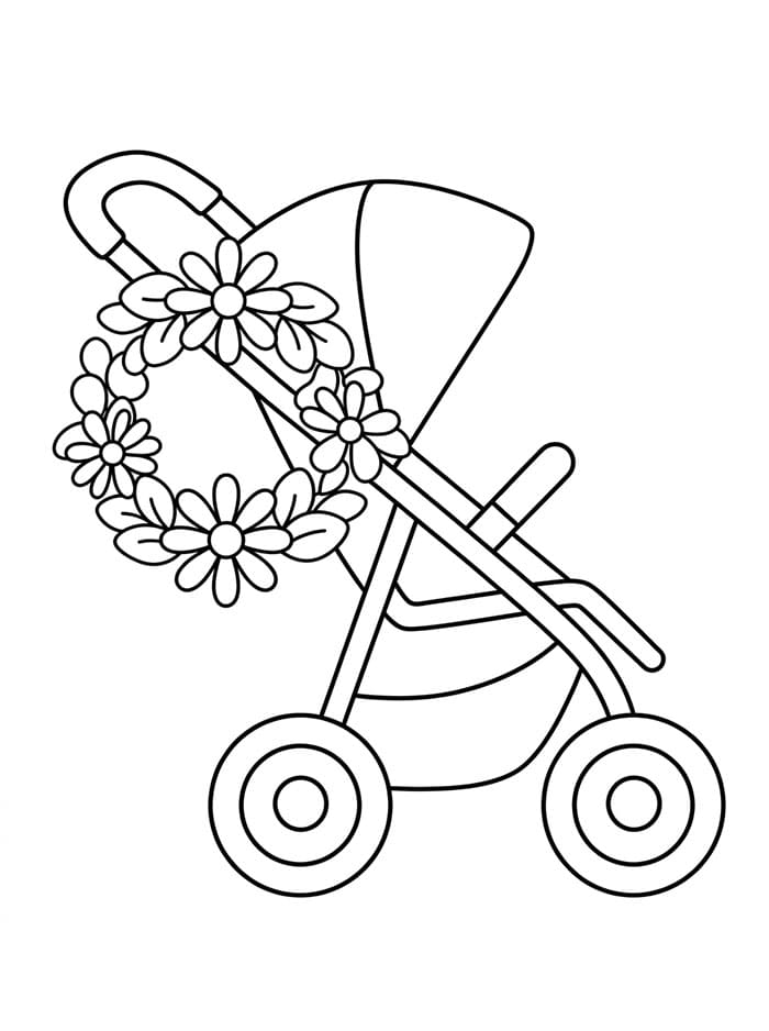 Barnevogn med blomsterkrans fargelegging