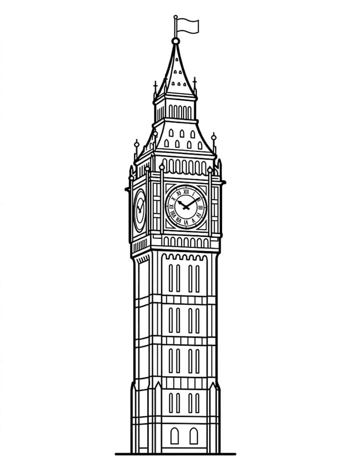 Big Ben i full størrelse fargelegging