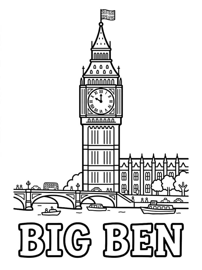 Big Ben med tekst fargelegging