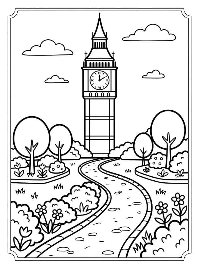 Big Ben og hagesti fargelegging