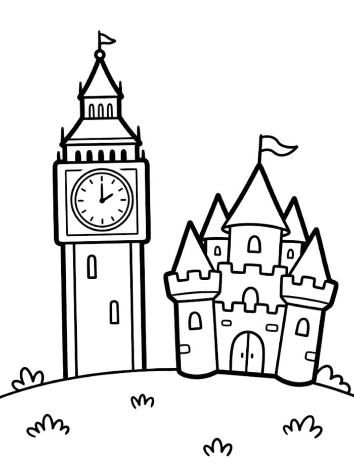 Big Ben og slott fargelegging